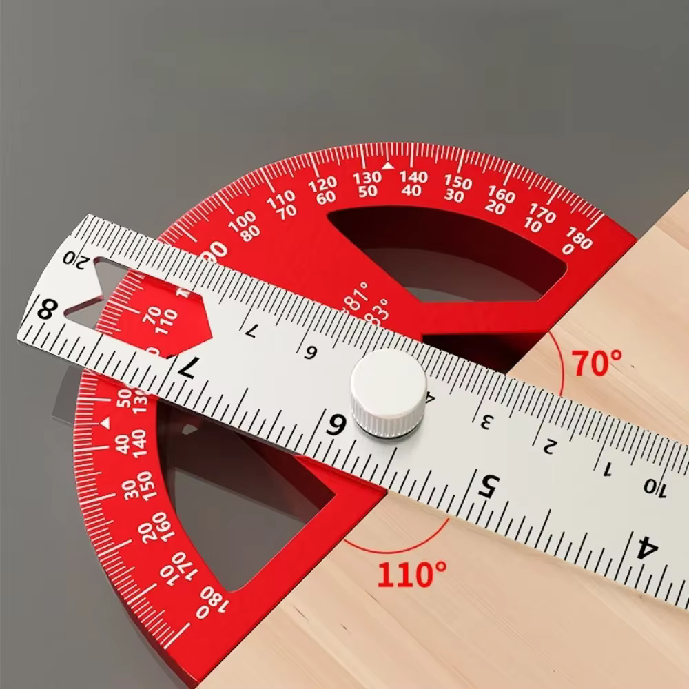 Règle d'angle et rapporteur de mesure pour le travail du bois