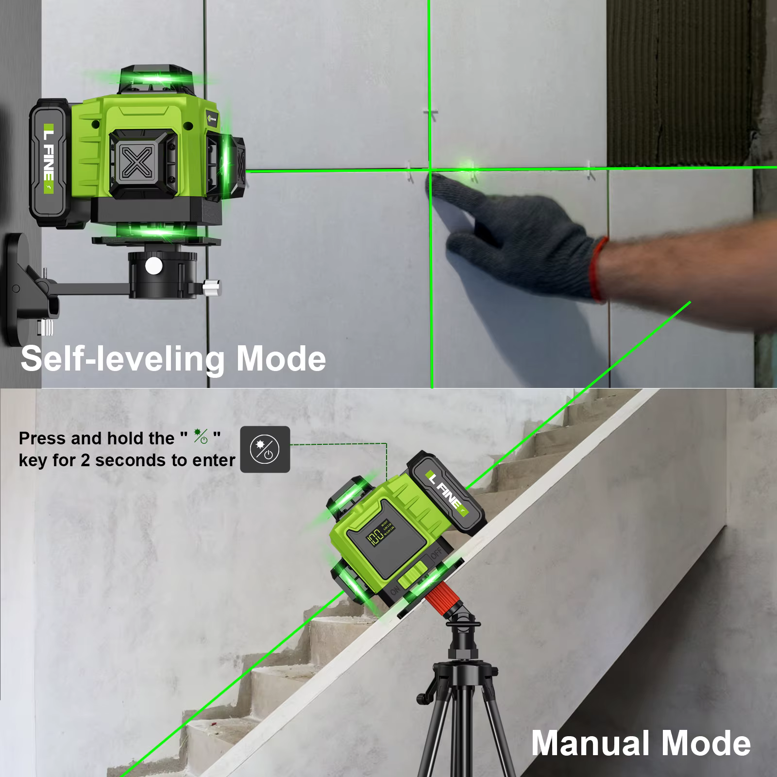 Niveau Laser auto-nivelant horizontale verticale croix 16 lignes lumière verte Nivel
