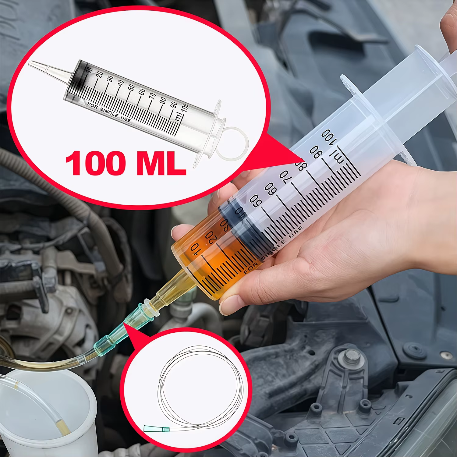1 ensemble d'outils automobiles de type seringue pour aspiration/injection d'eau