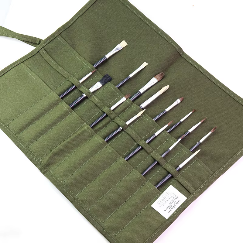 Sac de rangement en toile pour pinceaux de peinture, sac de rangement pour pinceaux d'aquarelle et de Gouache à 22 fentes, sac de rangement pour pinceaux de calligraphie, sac pour stylos enroulable