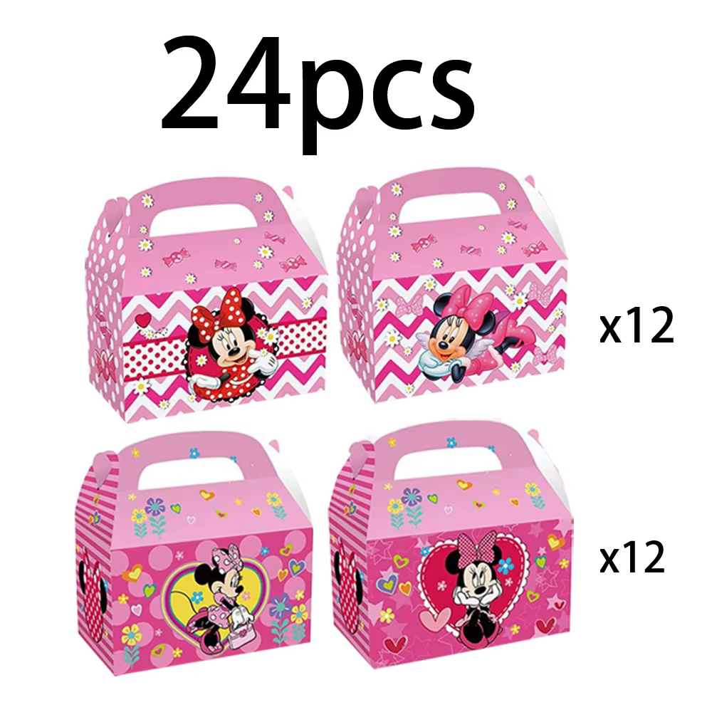 12 pièces/24 pièces, sac cadeau de fête de dessin animé Disney Minnie Mickey Mouse-design double face coloré