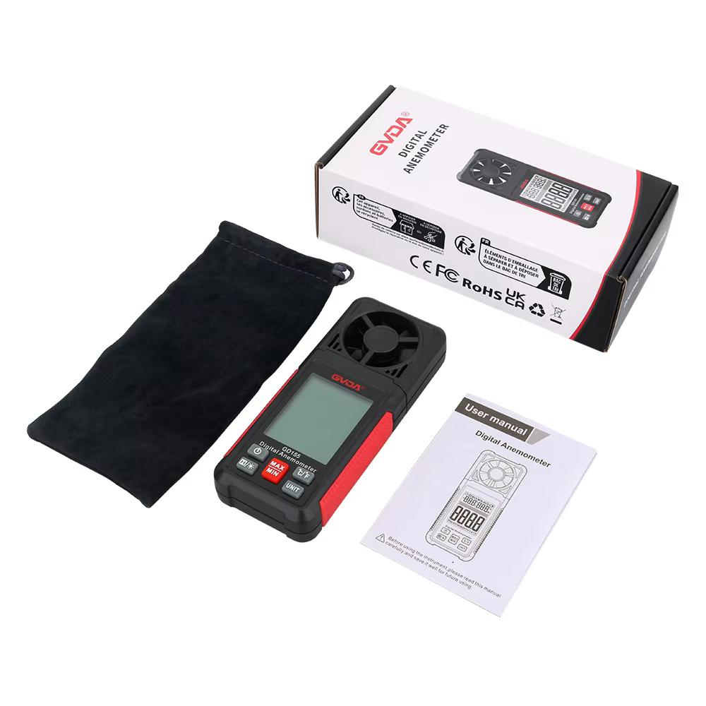 GVDA-Anémomètre numérique avec écran LCD rétro4.2, mesure de la vitesse du vent, mesure de la température et du refroidissement éolien, GDaxes