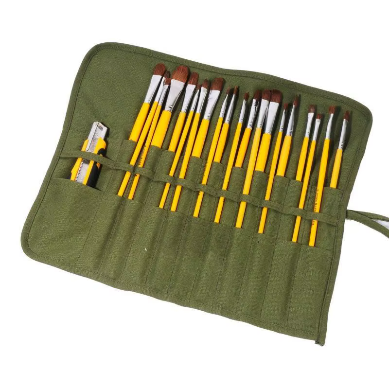 Sac de rangement pour pinceaux de peinture, sac de rangement pour pinceaux à aquarelle et à gouache à 22 emplacements, sac de rangement pour pinceaux de calligraphie, sac à stylos enroulable