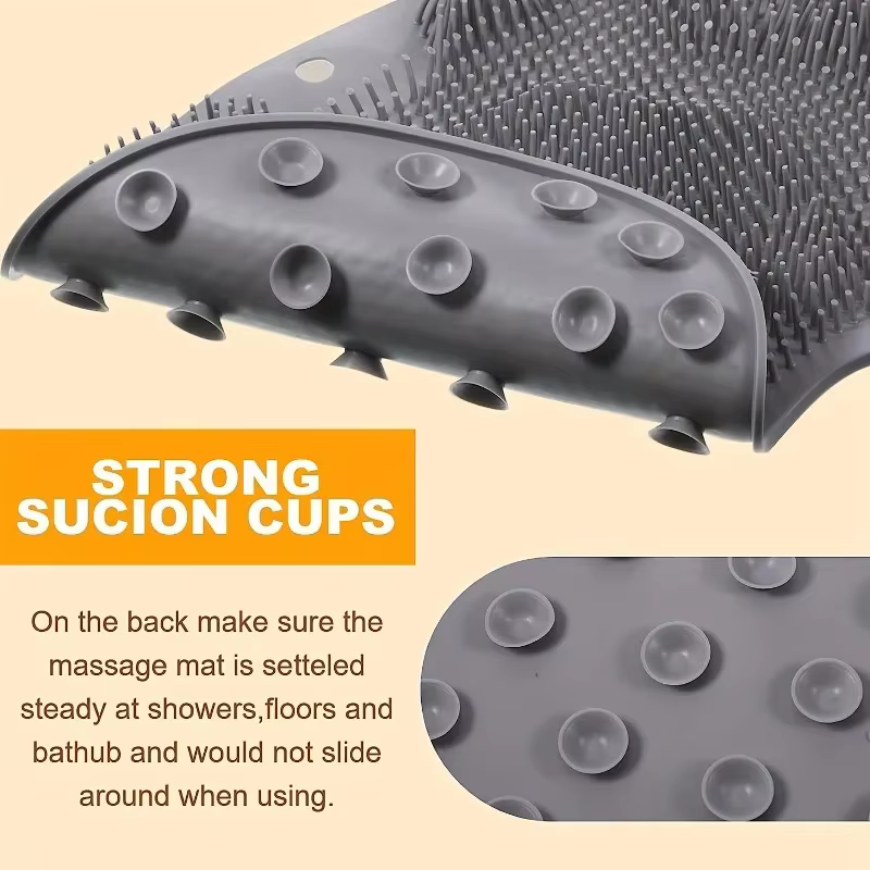 Tapis de bain salle de bain Silicone frotter dos brosse salle de bain anti-dérapant lavage pied Pad Massage tapis de douche avec ventouse exfoliant BrushPad