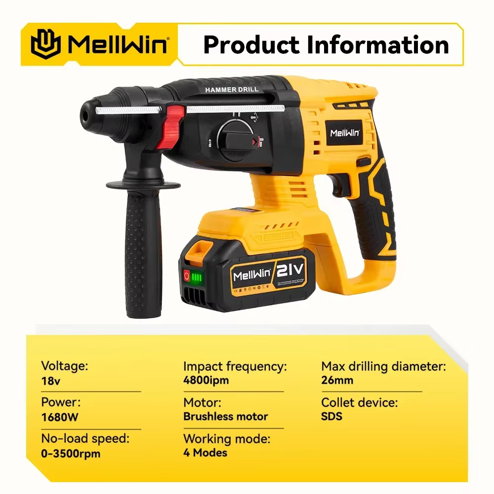 MELLWIN 3 en 1 marteau électrique sans brosse