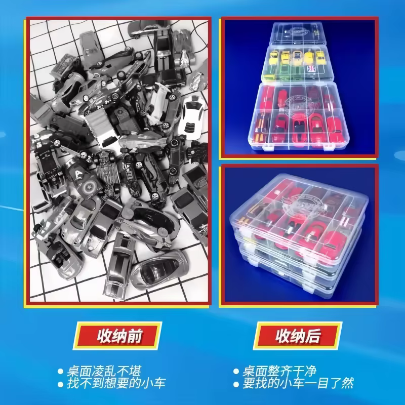 Nouvelle boîte de rangement Mattel Hot Wheels 2026 pour modèles de voitures, 10 compartiments, organisateur anti-poussière pour jouets de garçons, étui pour véhicules miniatures, cadeau d'anniversaire