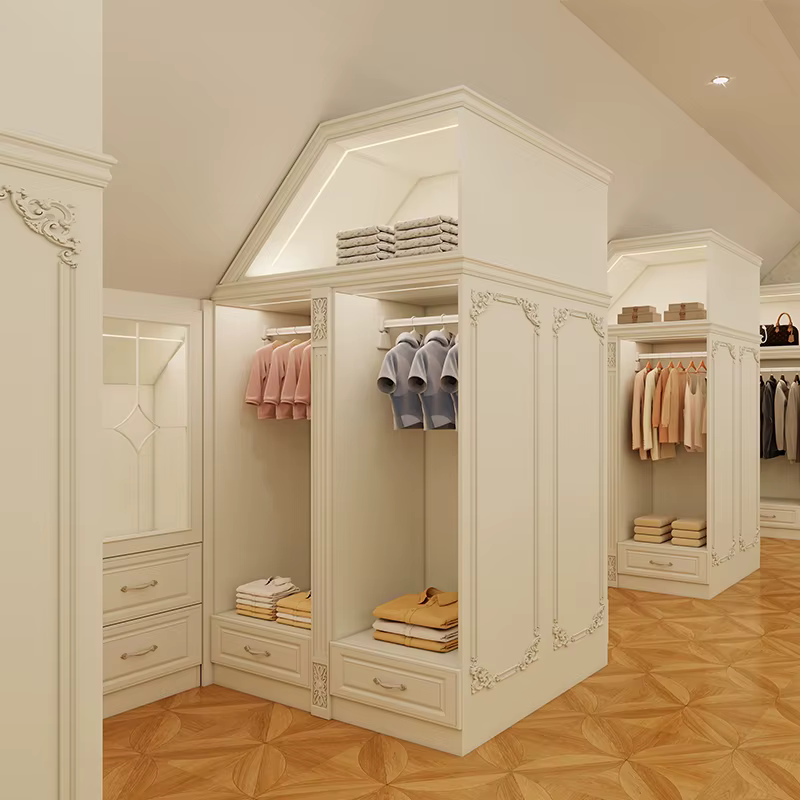 Armoire en bois blanche-française personnalisée, armoire de rangement de luxe moderne pour meubles de maison, vêtements de chambre à coucher
