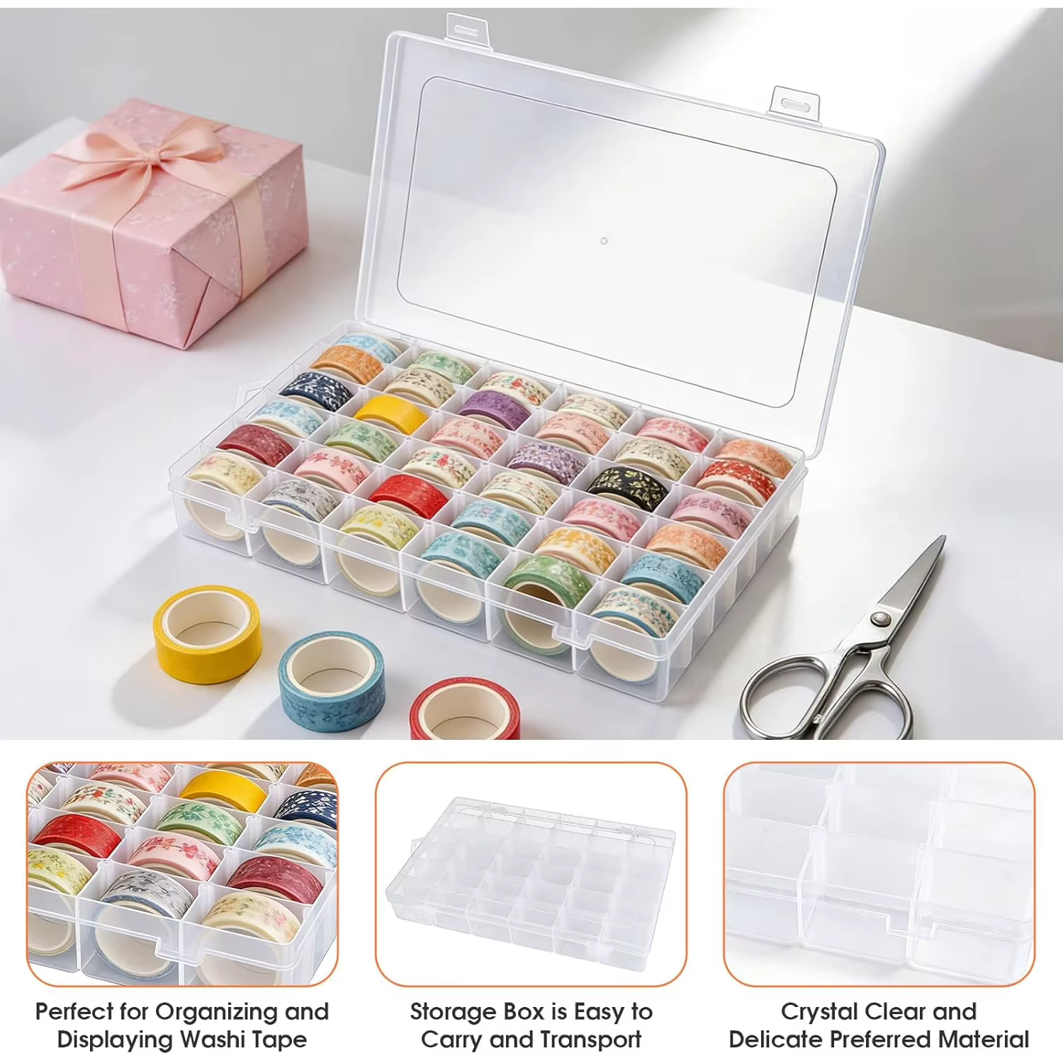 Boîte de rangement en plastique transparent à 36 compartiments avec séparateurs amovibles – un organisateur portable conçu pour répondre aux besoins précis.