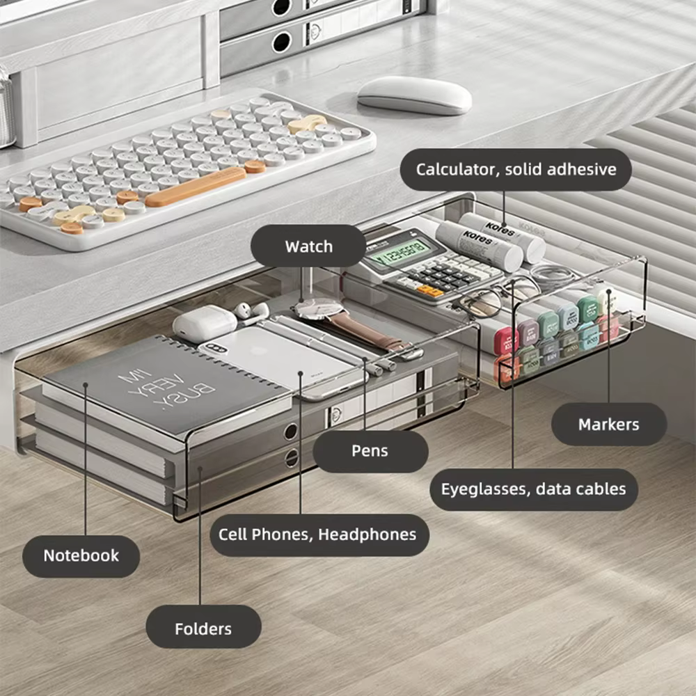 MELStorage-Boîte de Rangement Auto-Adhésive Cachée Sous Table
