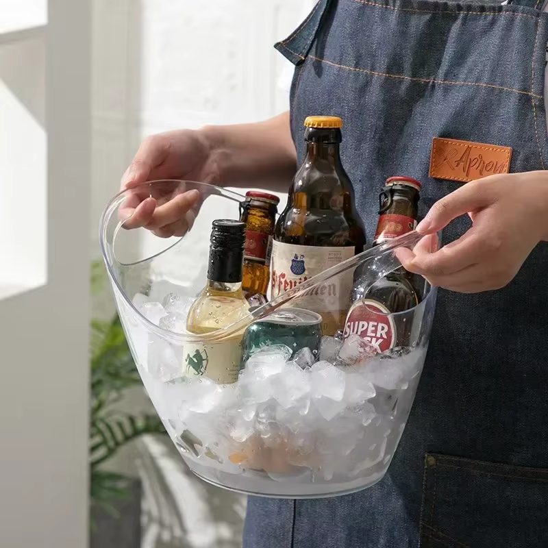 Nouveau seau de stockage de glaçons en plastique transparent 4L/8L ou bouteilles de Champagne refroidisseur de glace décor de Bar pour la cuisine à la maison Bar café utilisation
