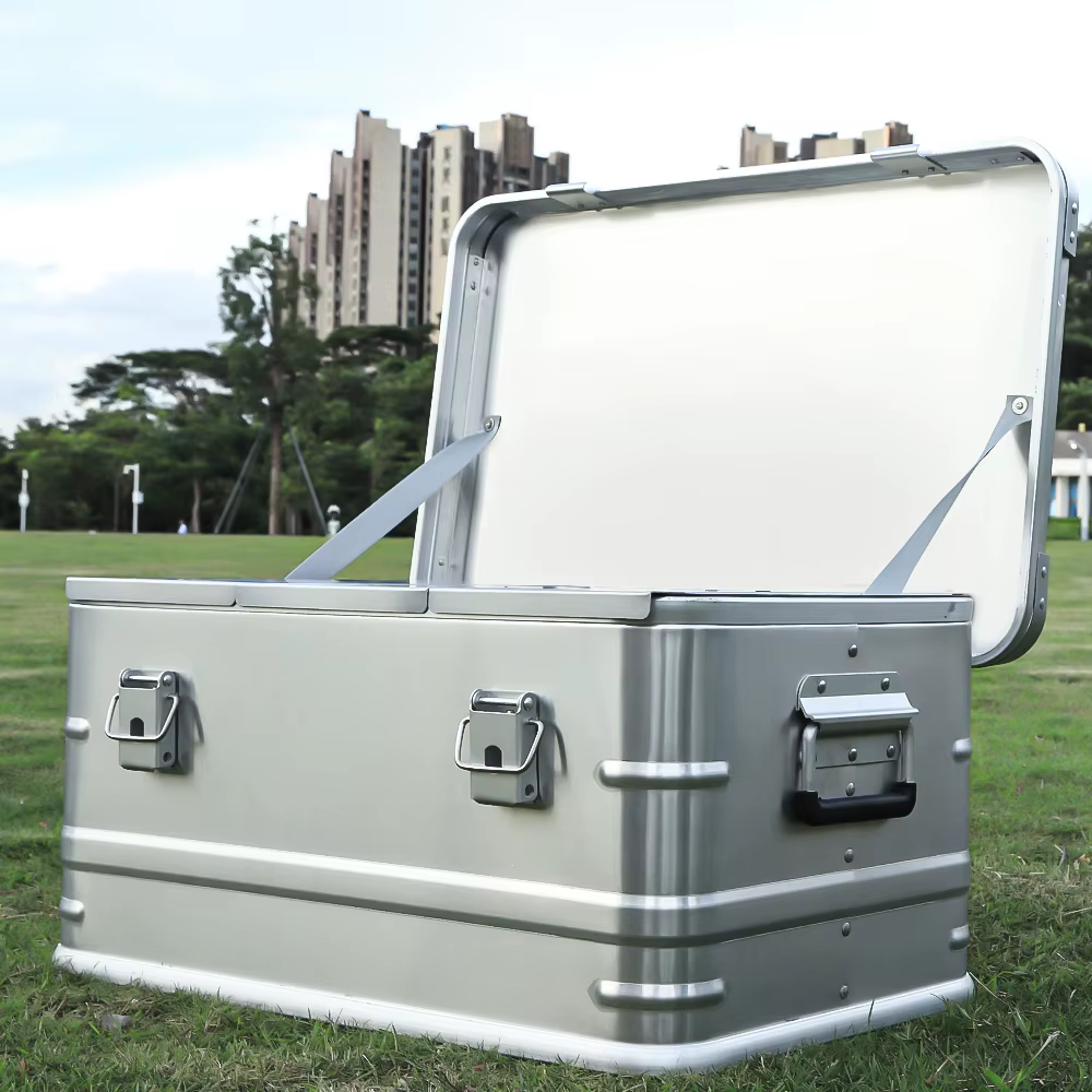 60-80L boîte de rangement extérieure Camping pique-nique voyage en alliage d'aluminium grande capacité