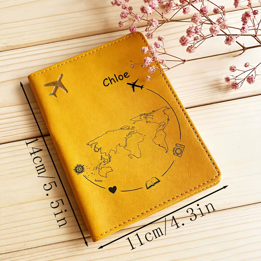 Porte-passeport de voyage personnalisé avec texte - Cuir synthétique léger