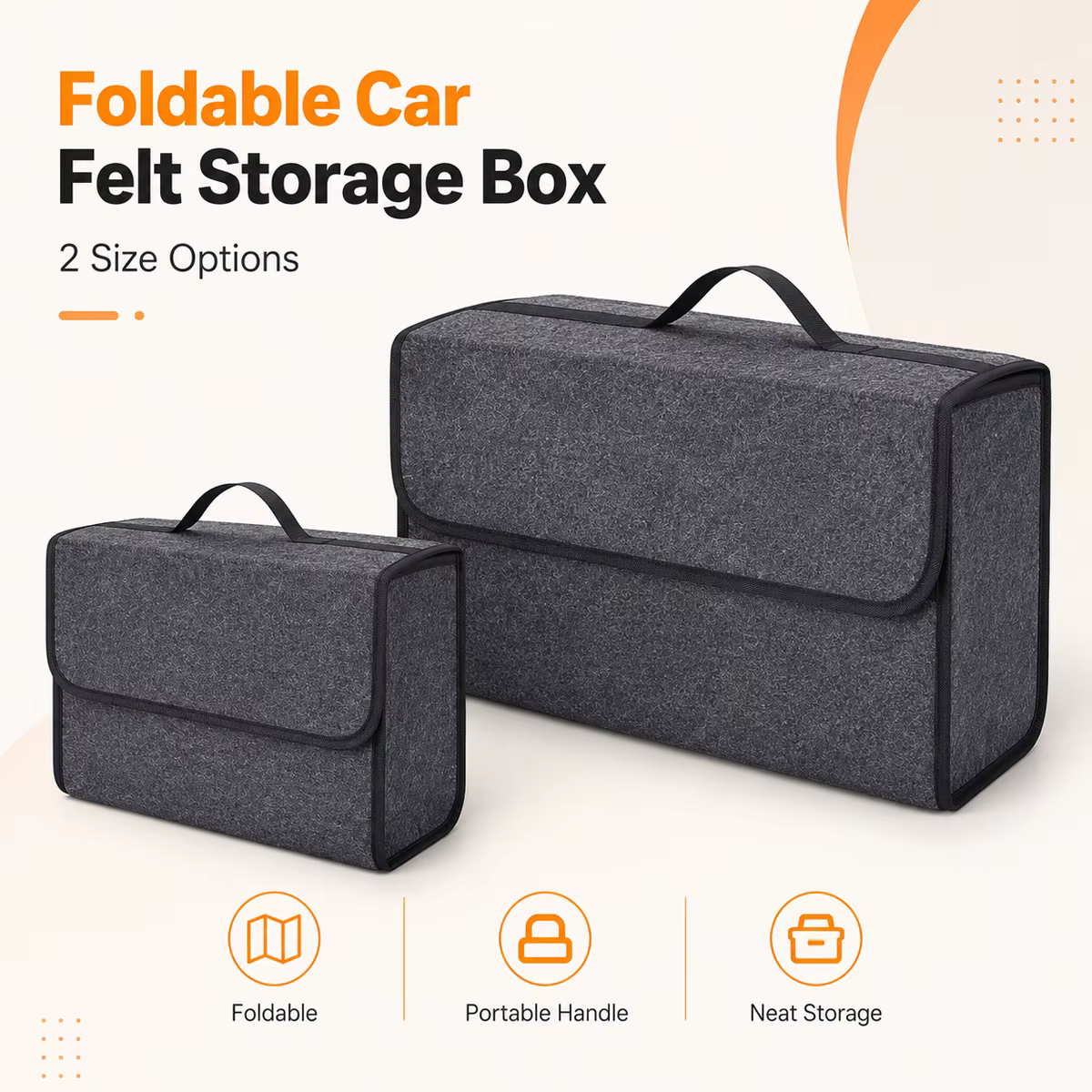1PC Boîte de rangement en feutre gris foncé pour voiture