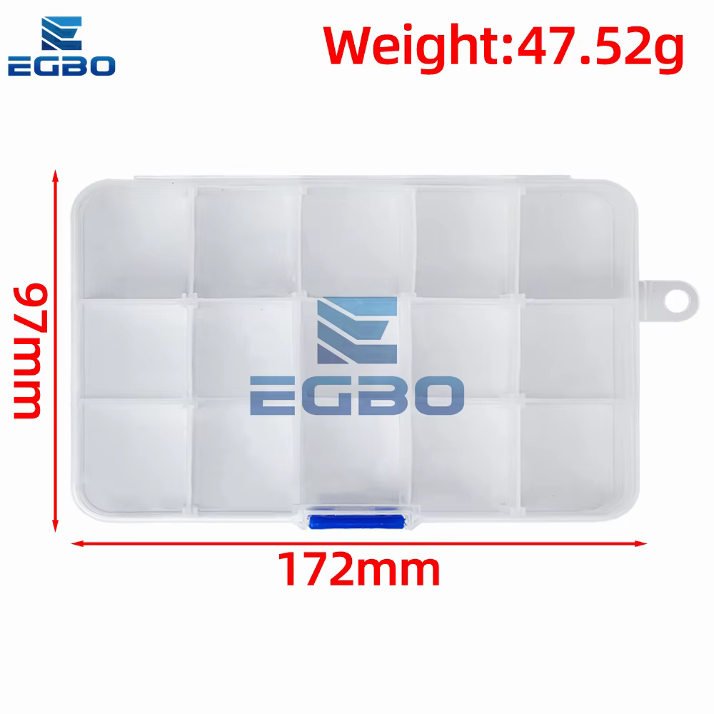 Boîte de Rangement en Plastique Transparent pour Bijoux et Composants Électroniques, Accessoire de Finition, 15 Grilles