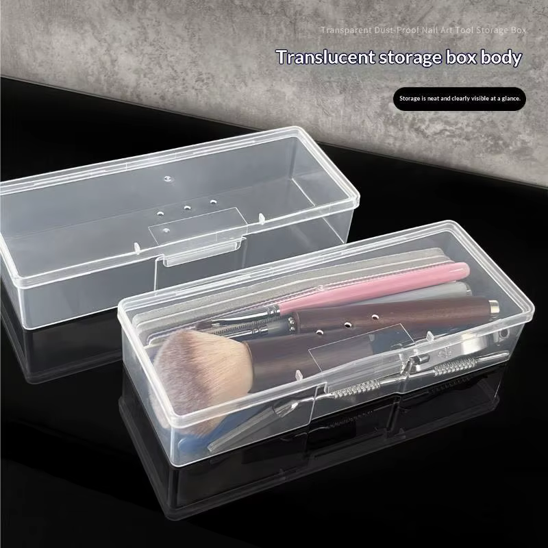 Boîte de rangement vide pour nail art, transparente, rectangulaire, en plastique, pour le rangement classifié des strass et perles de manucure