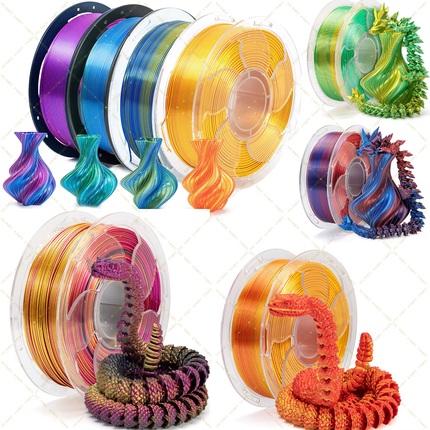 Filament Métallique PLA 3D pour Impression 3D – Modèles Amusants et Accessoires – Finition Métallique Brillante et Colorée – Précision Dimensionnelle