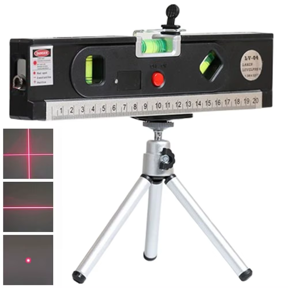 Niveau Laser 4 en 1, ruban à mesurer Vertical réglable de haute précision