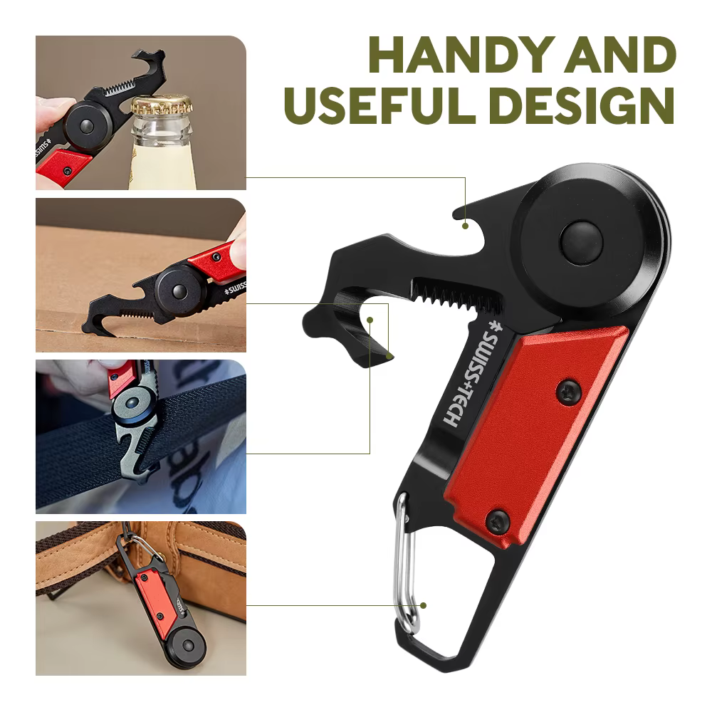 SWISS TECH-Mousqueton multi-outils de poche 6 en 1