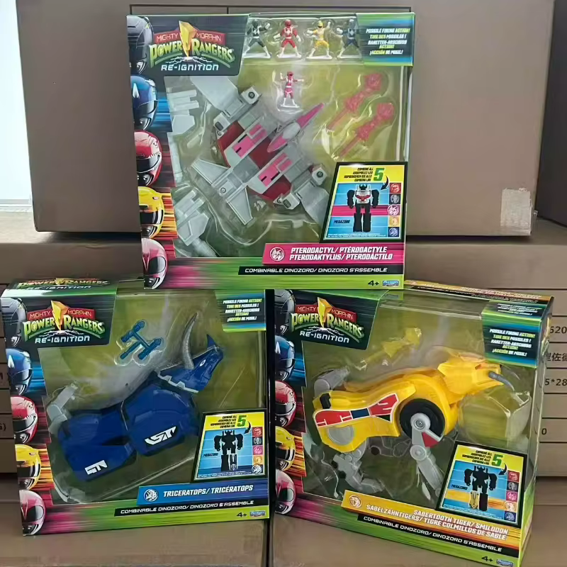 Jouets pour enfants Playmates Mighty Morphin Power Rangers Re-Ignition Dinozord Tiger Triceratops Pterodactyl Combinable