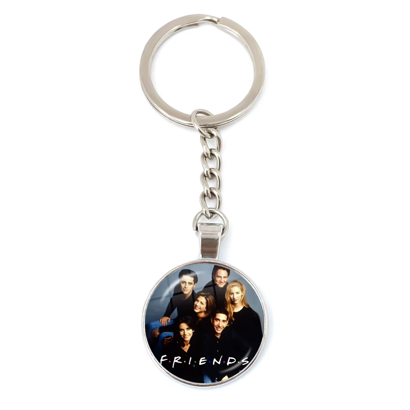 Nouveaux amis émission de télévision pendentif porte-clés personnage dessin animé motif amusant 25mm verre Cabochon
