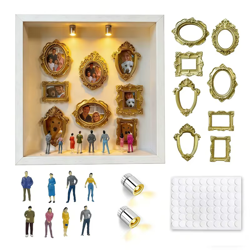 Kit de présentation créatif DIY Mini Musée Silhouette Shadow Box avec cadres en bois – Cadeau pour Anniversaire
