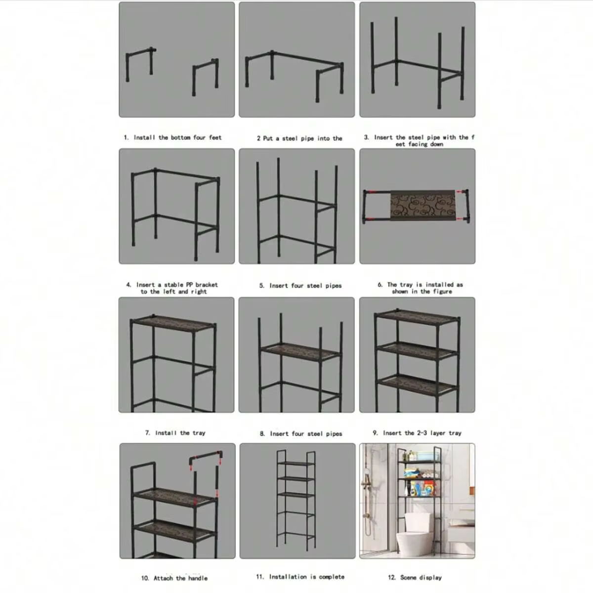 Support de rangement pour salle de bain 1 pièce-3ème étage