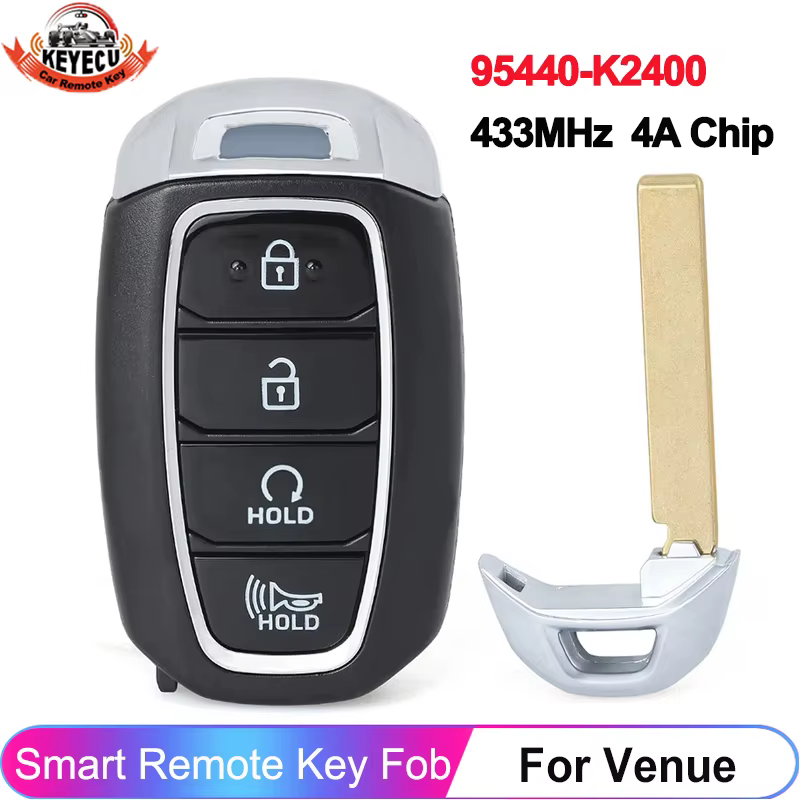 KEYECU pour 2020 2021 2022 Hyundai lieu 4 boutons 433MHz 4A puce télécommande intelligente clé de contrôle automatique Fob 95440-K2400 SY5IGFGE04