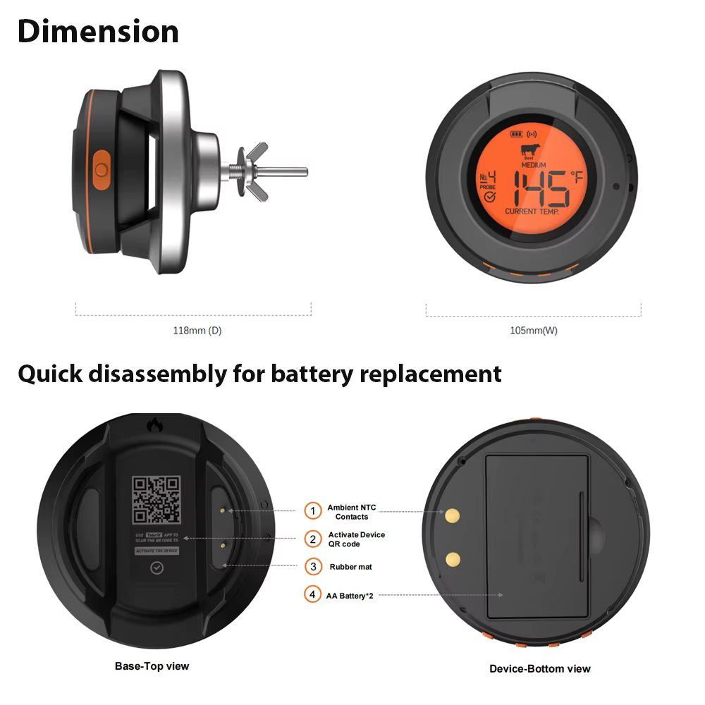Thermomètre de four numérique Bluetooth