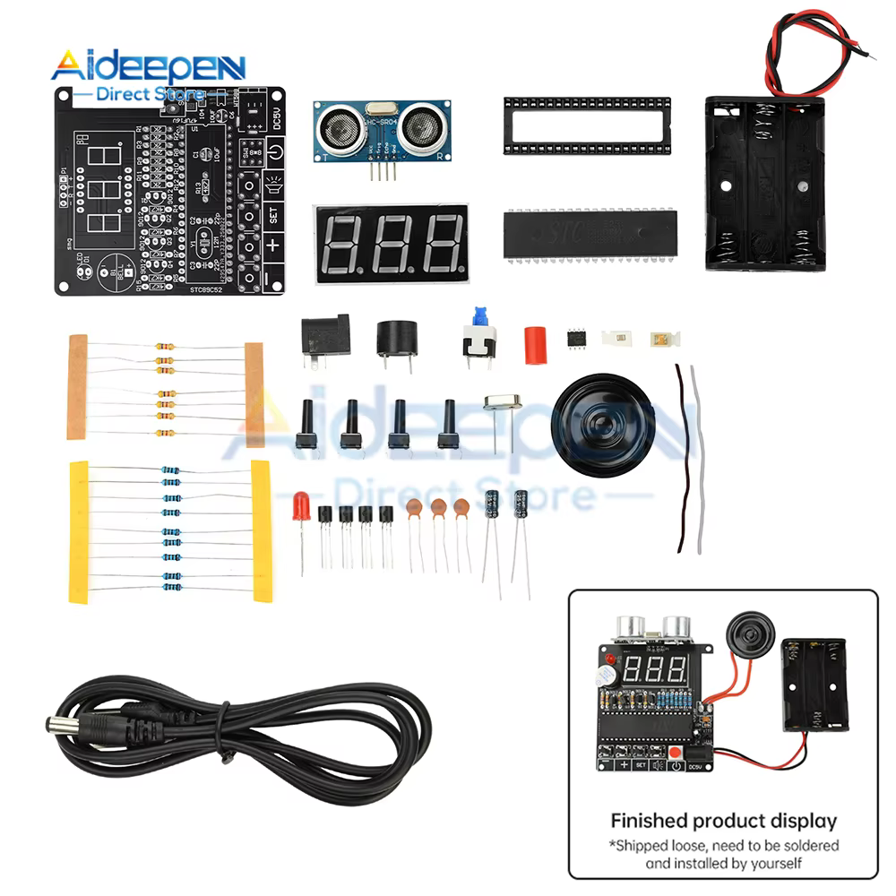 Capteur de distance haute précision de 3 mètres, affichage LED à 3 chiffres avec alertes sonores, options d'alimentation double pour la mesure spatiale