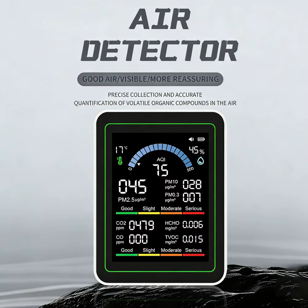 Détecteur de qualité de l'air 10 en 1 : température