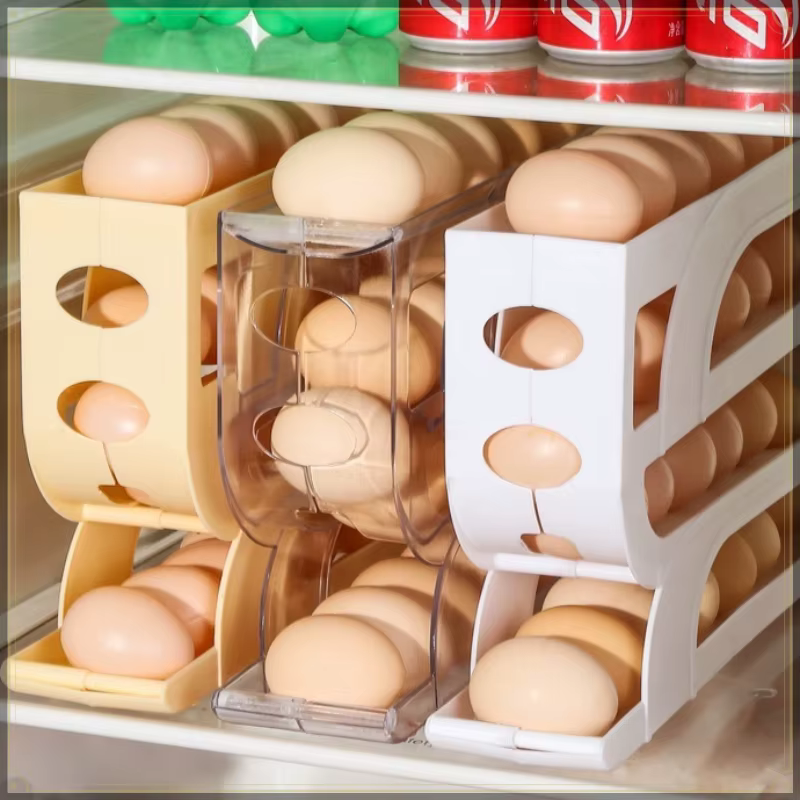 Boîte de rangement pour œufs avec glissière roulante