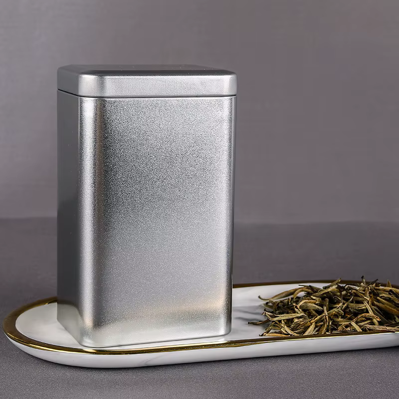 Boîte à Thé Carrée Rétro en Métal