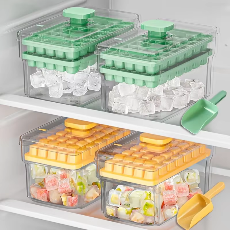 Plateaux à glace pour congélateur avec couvercle et bac