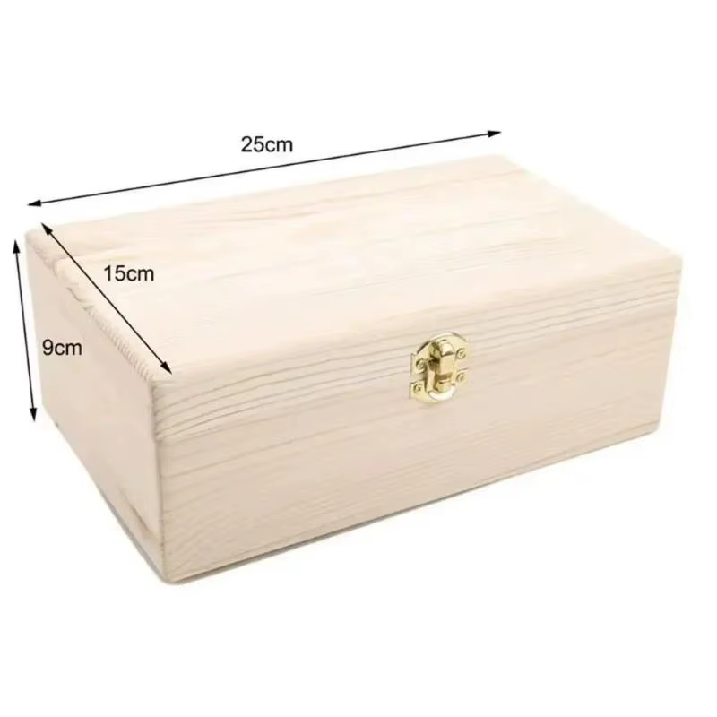 Boîte de rangement en bois rectangulaire à rabat