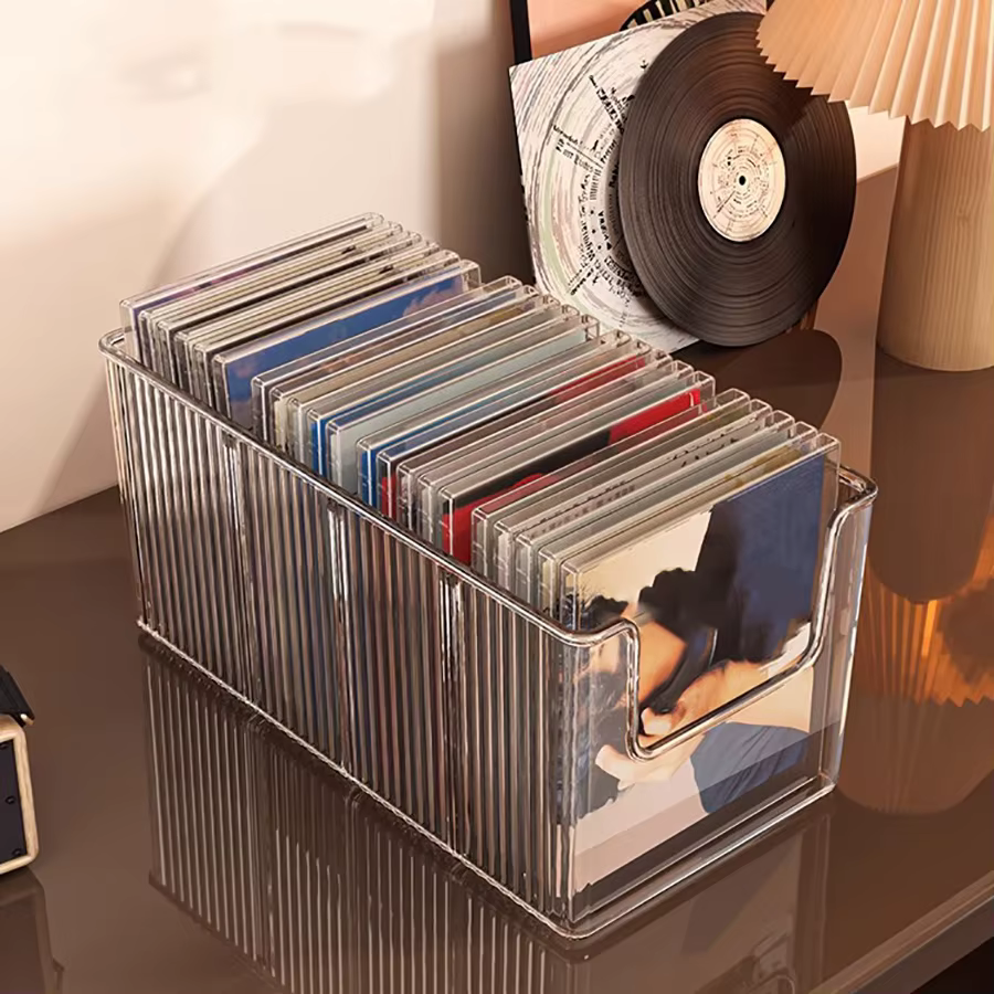 Boîte de rangement pour CD, organisateur de collection de disques et cassettes de bureau, présentoir noir pour albums vinyles