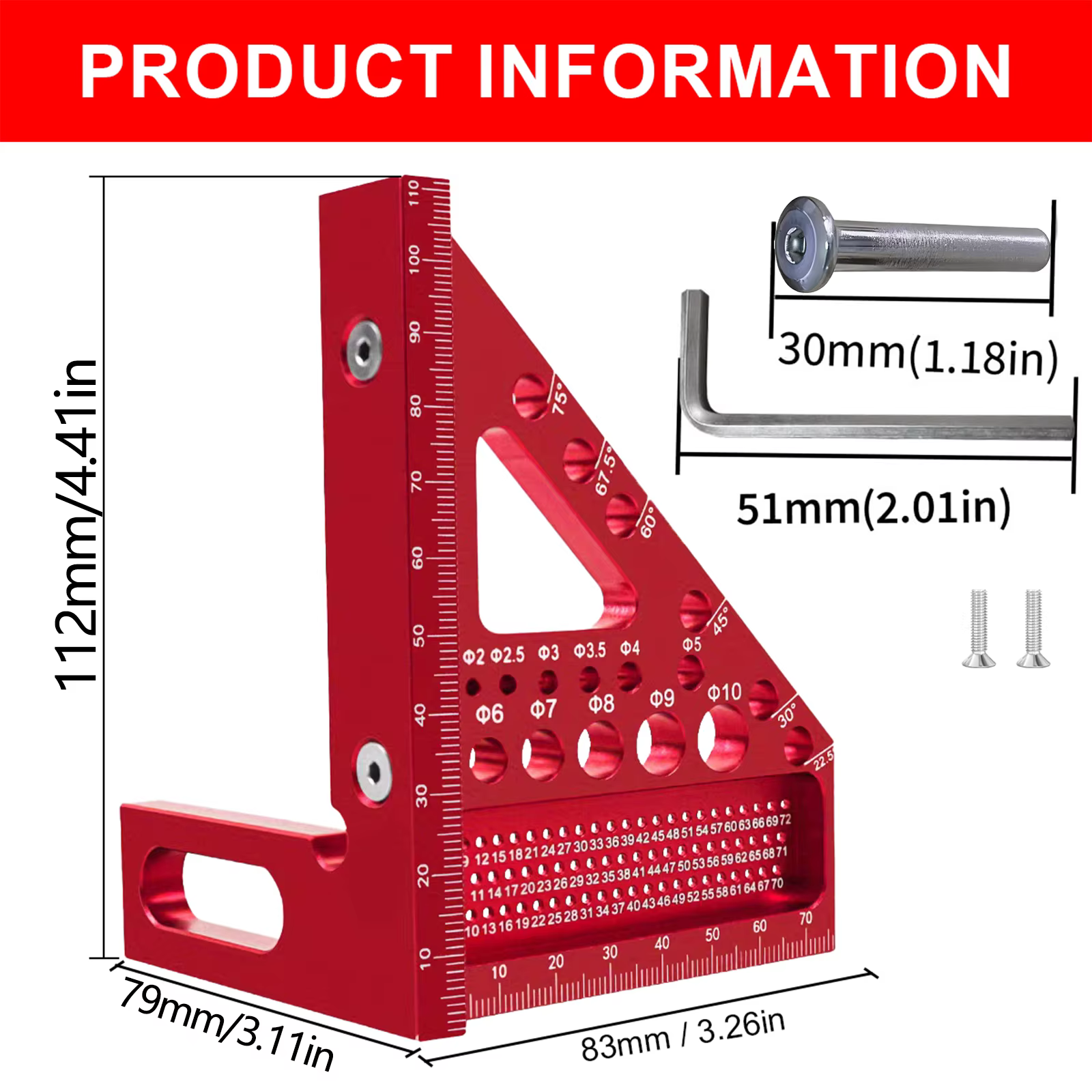 Outil de mesure combiné de précision pour le travail du bois - Règle