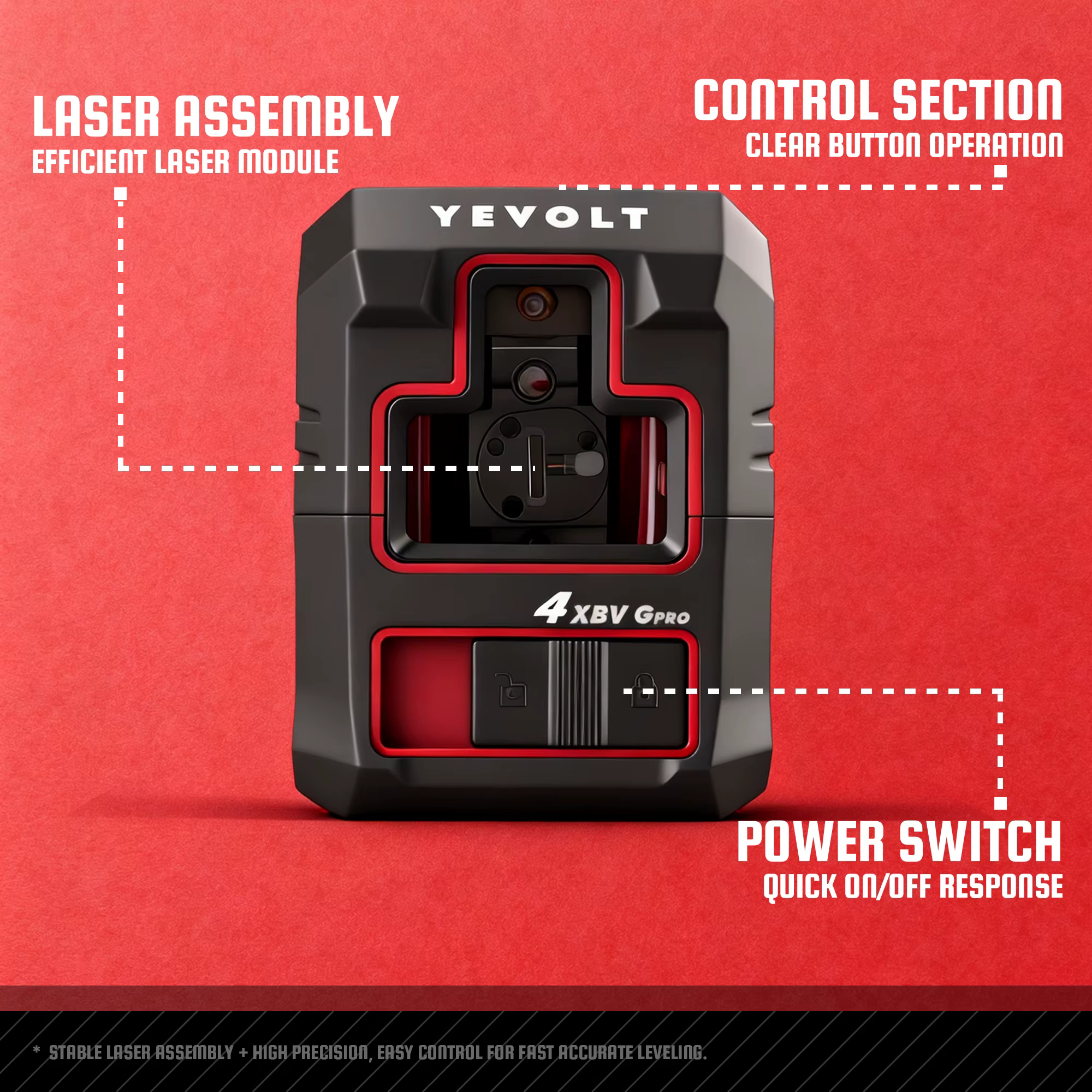 YEVOLT niveau Laser auto-nivelant 25m croix vert ligne niveleur outils de mesure pour carrelage de sol