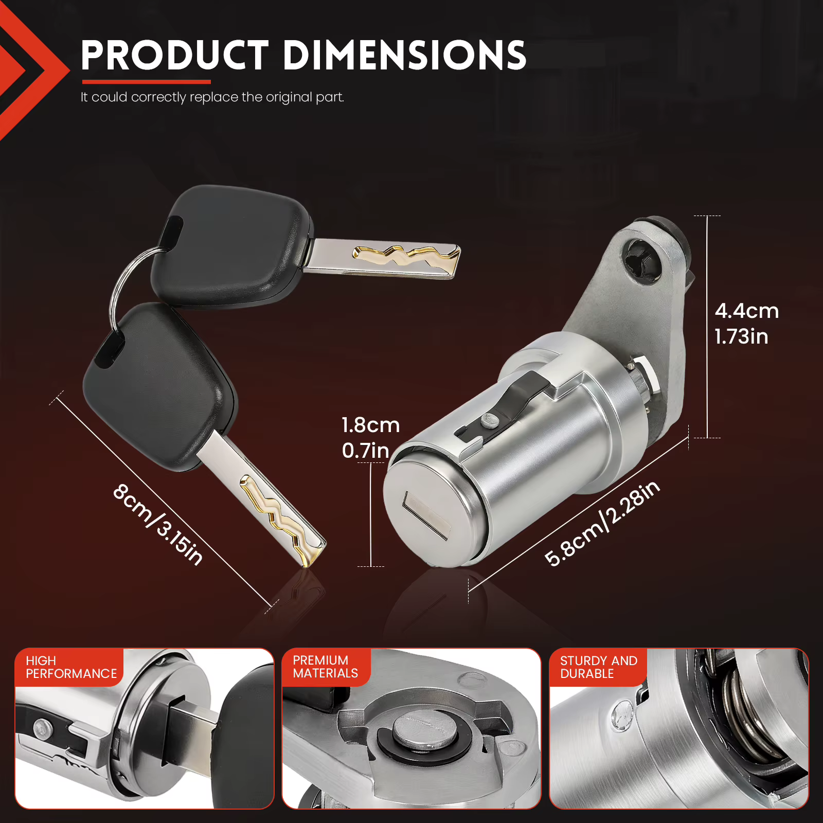 Serrure de porte compatible avec 307 (2001-2008) côté conducteur avant gauche + double clé Remplace 9170JK