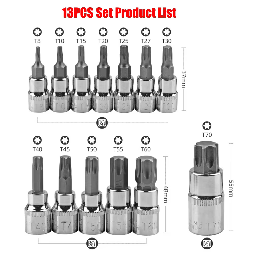 Jeu de douilles Torx et étoile e-torx