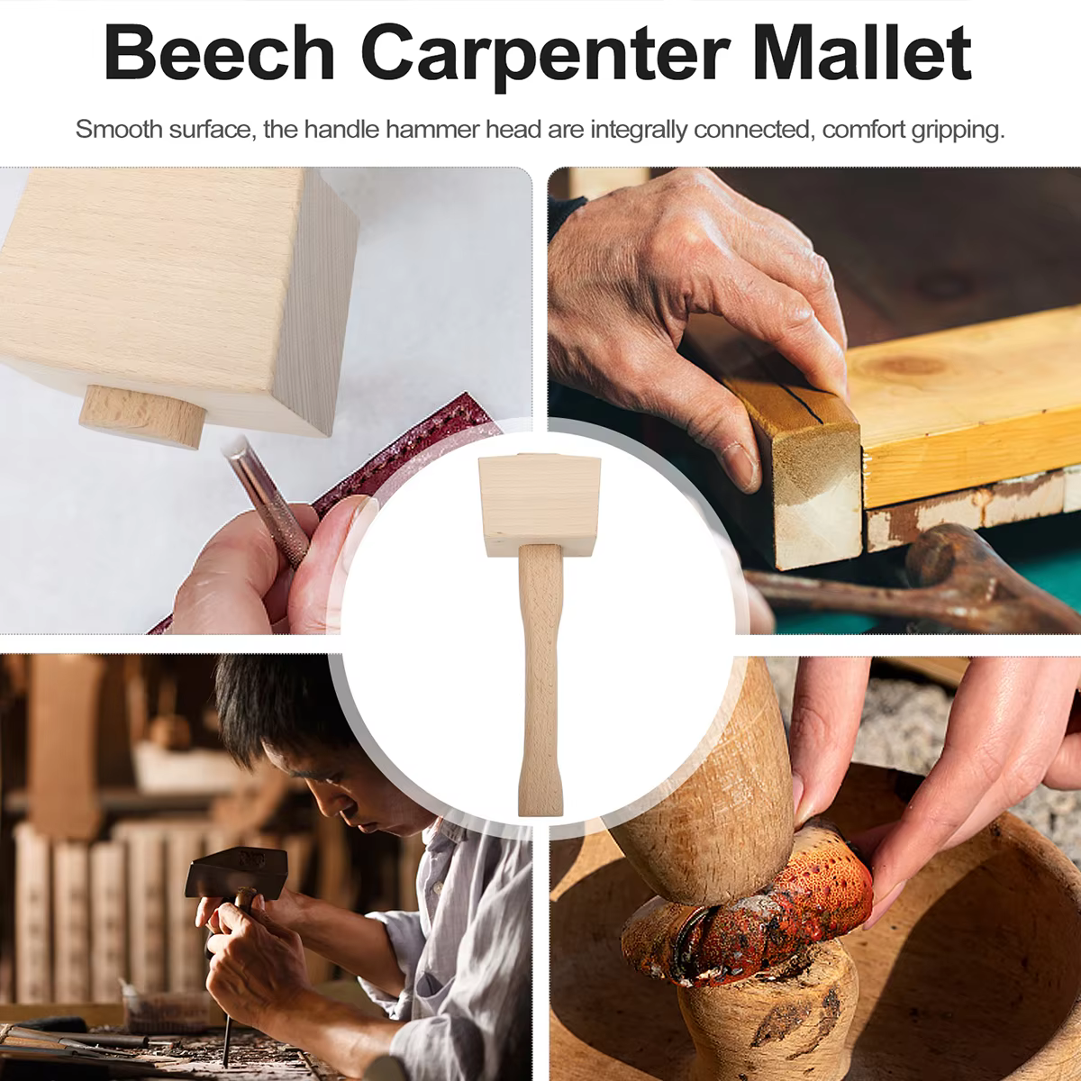 Maillet en bois, manche ergonomique
