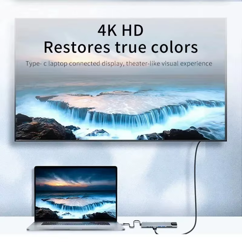 USB C Hub 8In1 7in2 7in1 Type C 3.1 à 4K adaptateur HDMI avec lecteur de carte RJ45 SD/TF PD Charge rapide pour MacBook ordinateur portable