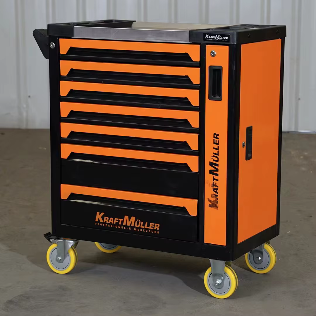 Chariot de rangement en acier robuste à 7 tiroirs avec roulettes