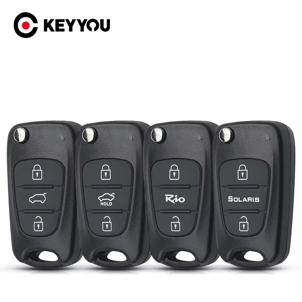 KEYYOU pour Hyundai I20 I30 IX35 I35 Accent Kia Picanto Sportage K5 3 boutons pliant étui pour clé de voiture à distance