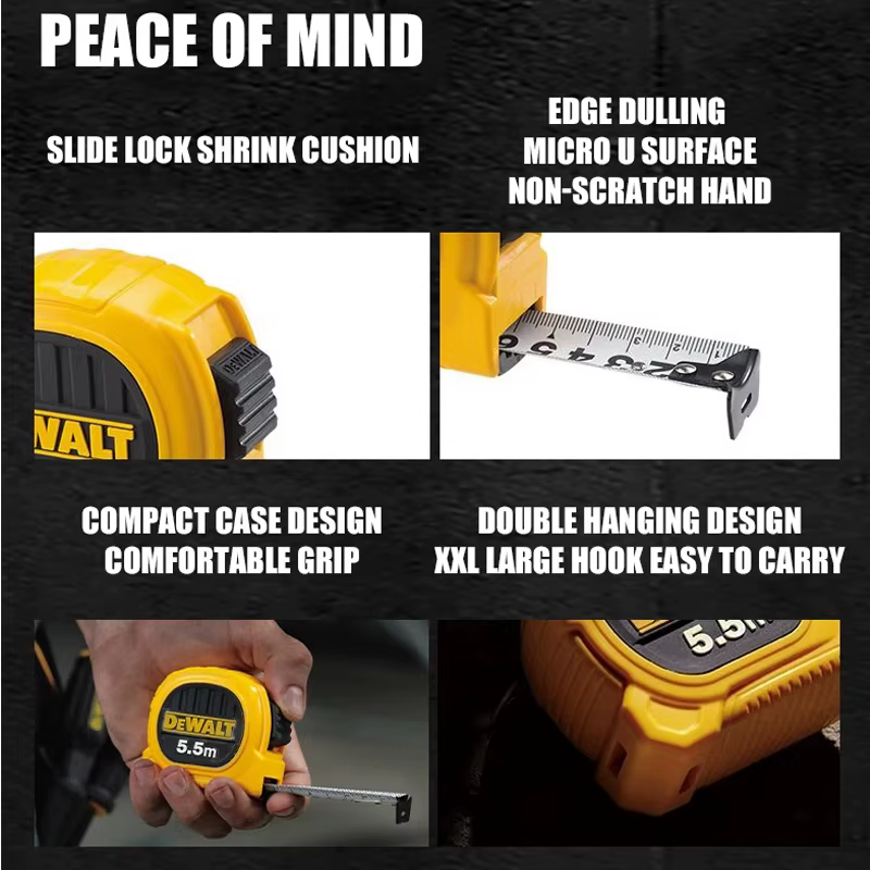 DEWALT ruban à mesurer Double face 5m/7.5m outil manuel de mesure en acier de haute précision résistant à l'usure DWHT36156L DWHT36158L