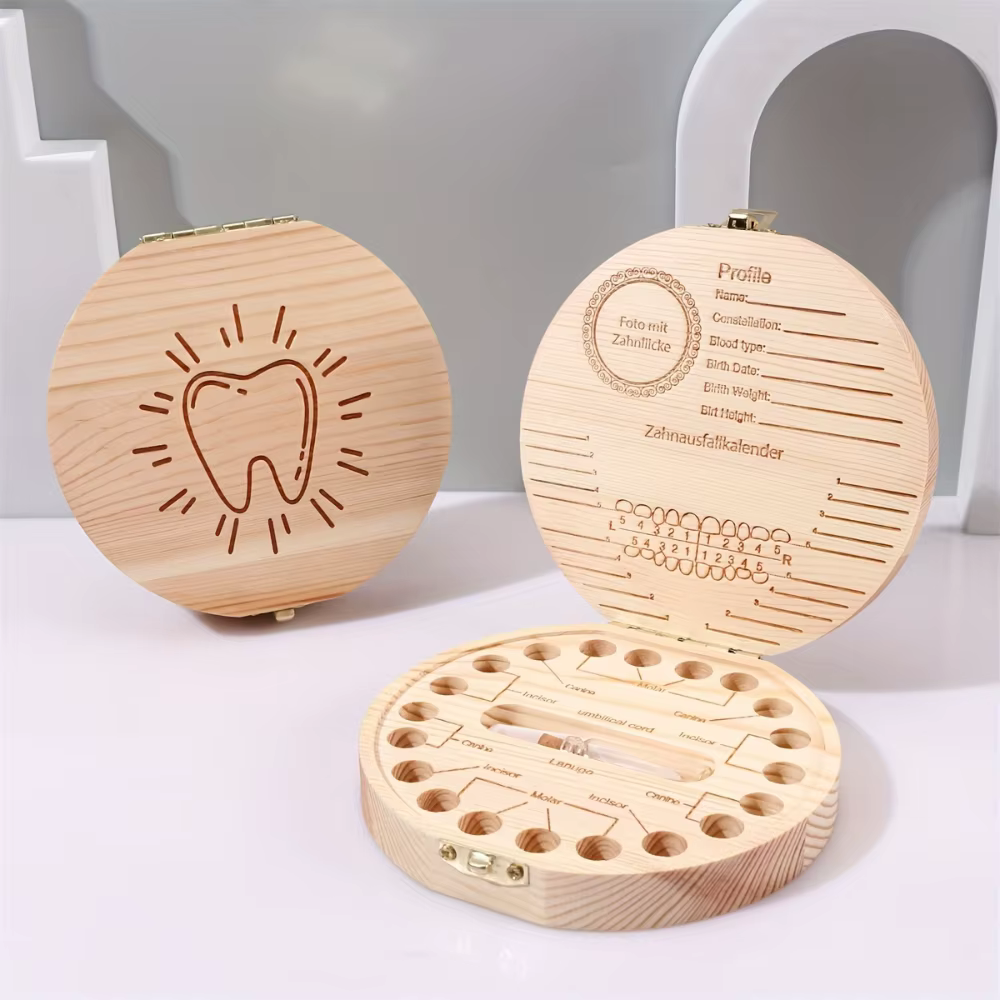 Boîte à dents de bébé en bois
