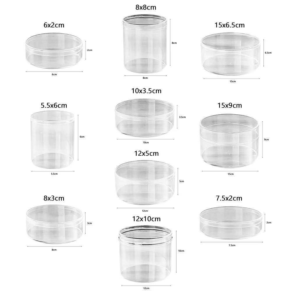 Boîte de rangement ronde en plastique transparent avec couvercle