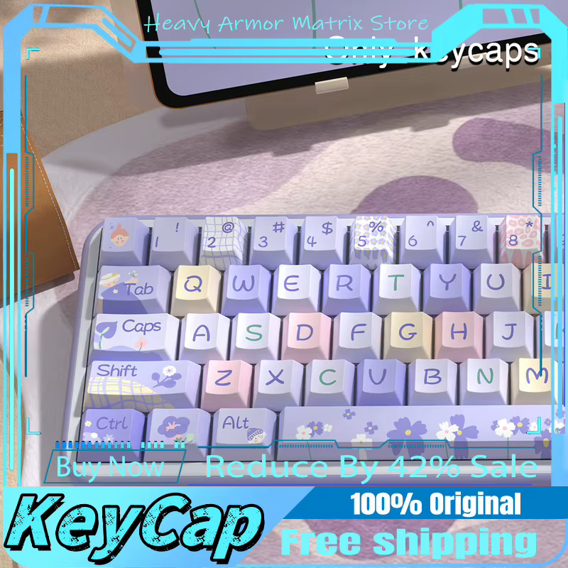 Capuchons de touches thème fille fleurie, 138/158 touches, profil Cherry/Mda, clavier mécanique Pbt, dessin animé, Cool, cadeau de vacances, jeu