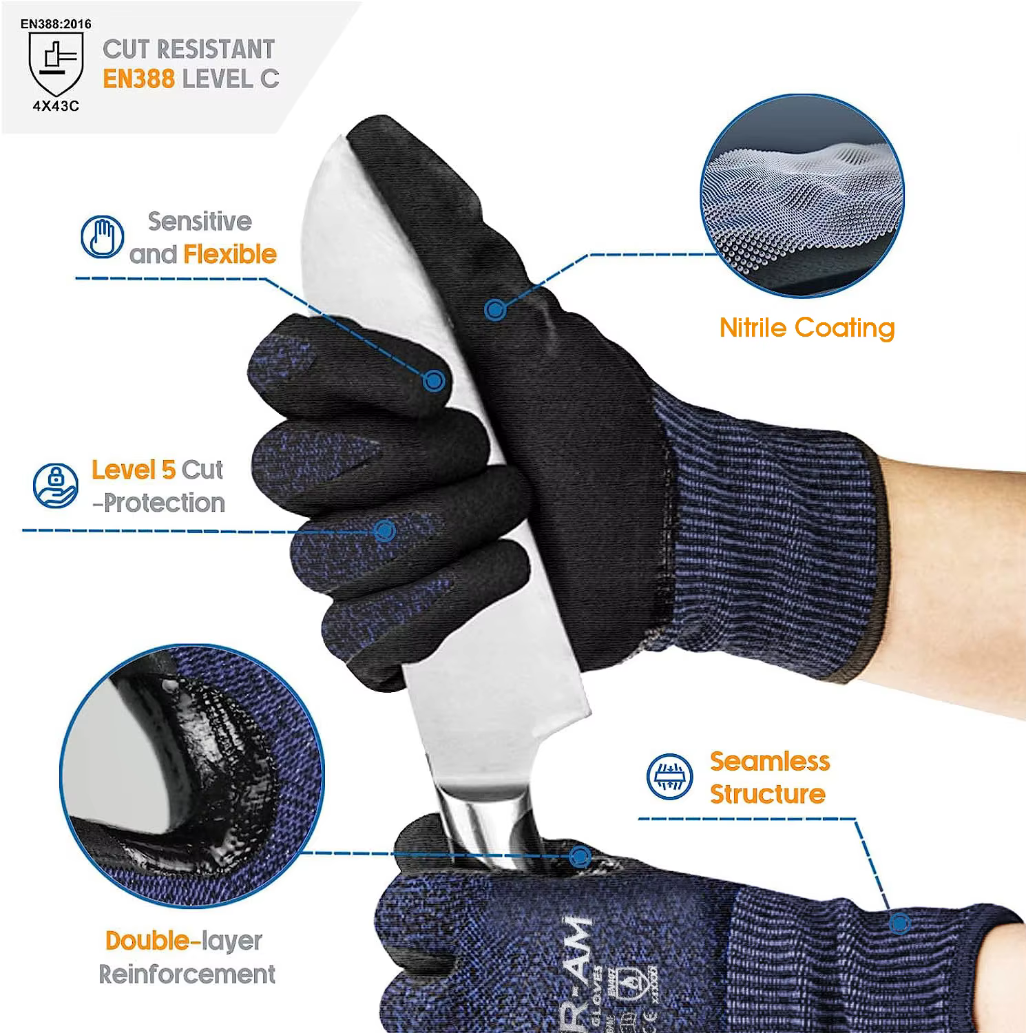 Gants résistants aux coupures de niveau 5
