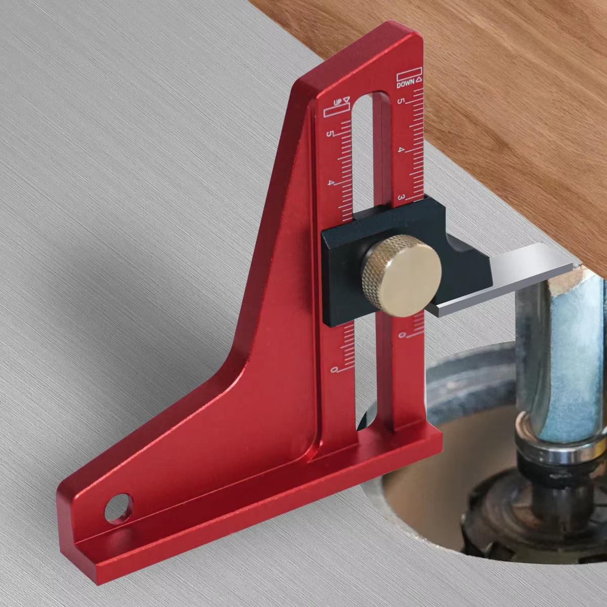 Jauge de profondeur réglable 0-50 mm pour scie à table - Outil de mesure de hauteur en alliage d'aluminium