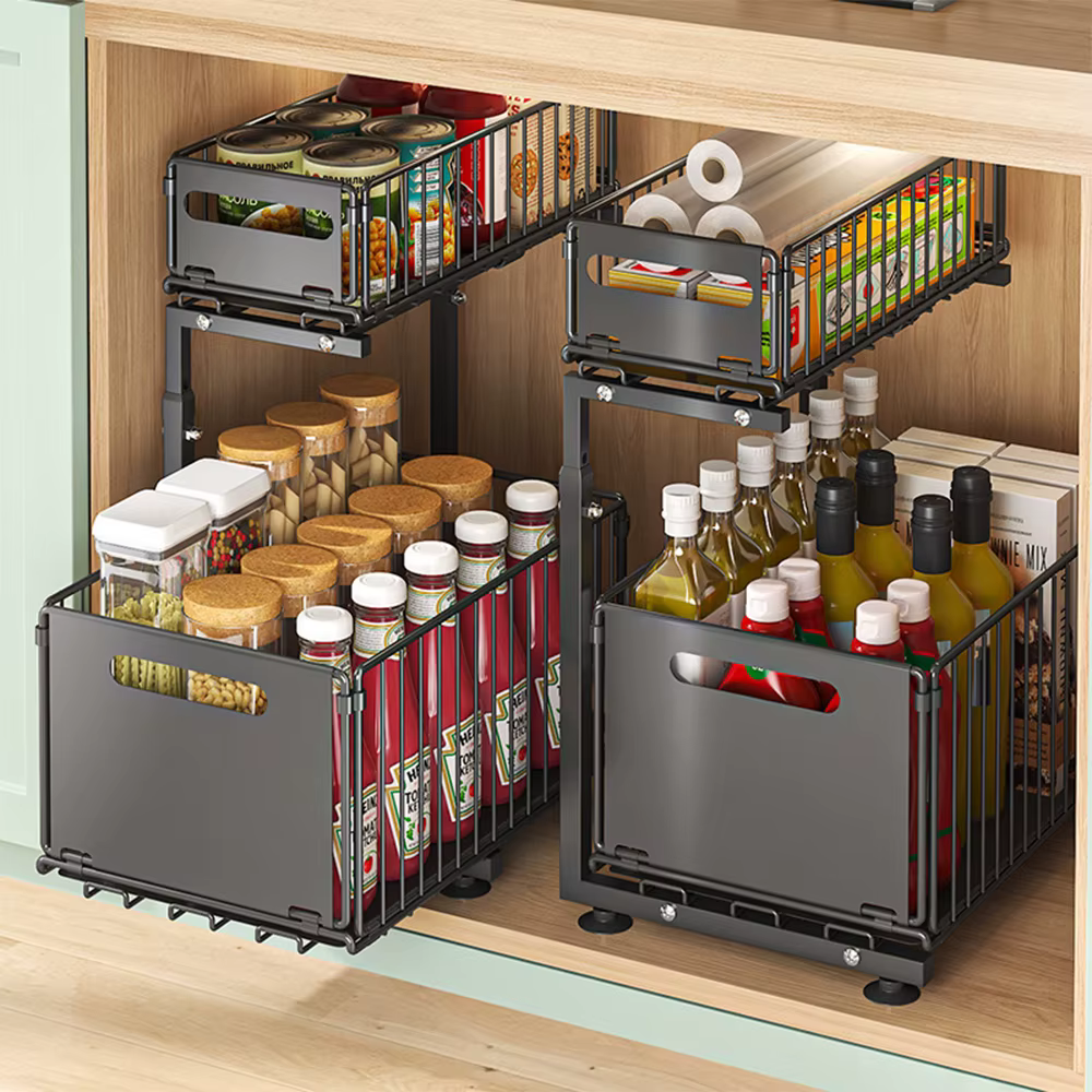 Organisateur d'armoire extractible à 2 niveaux